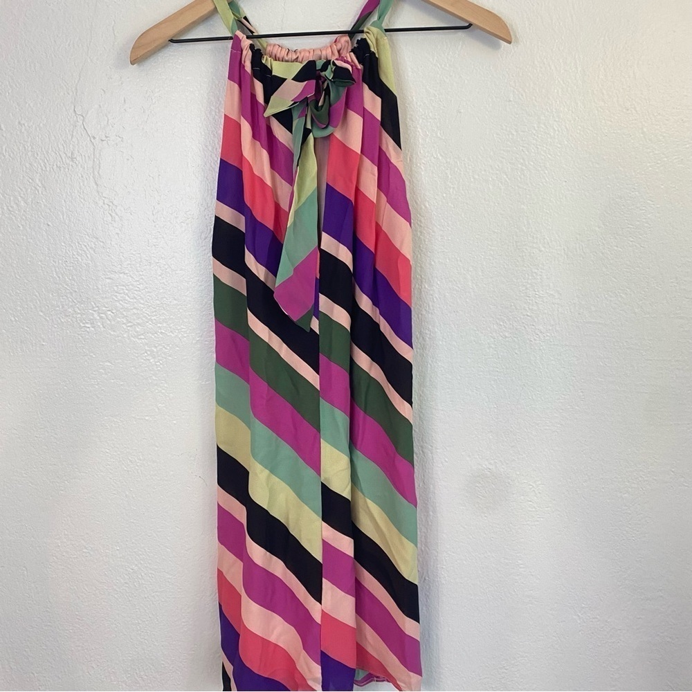 Trina Turk silk Rancho wind chimes multicolored stripped dress size large - Picture 4 of 6